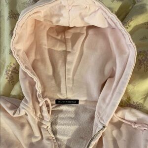 Brandy Melville Light Pink Zip-Up Hoodie